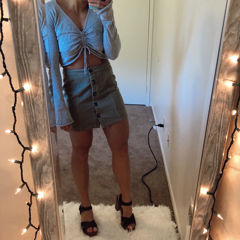 Button front skirt